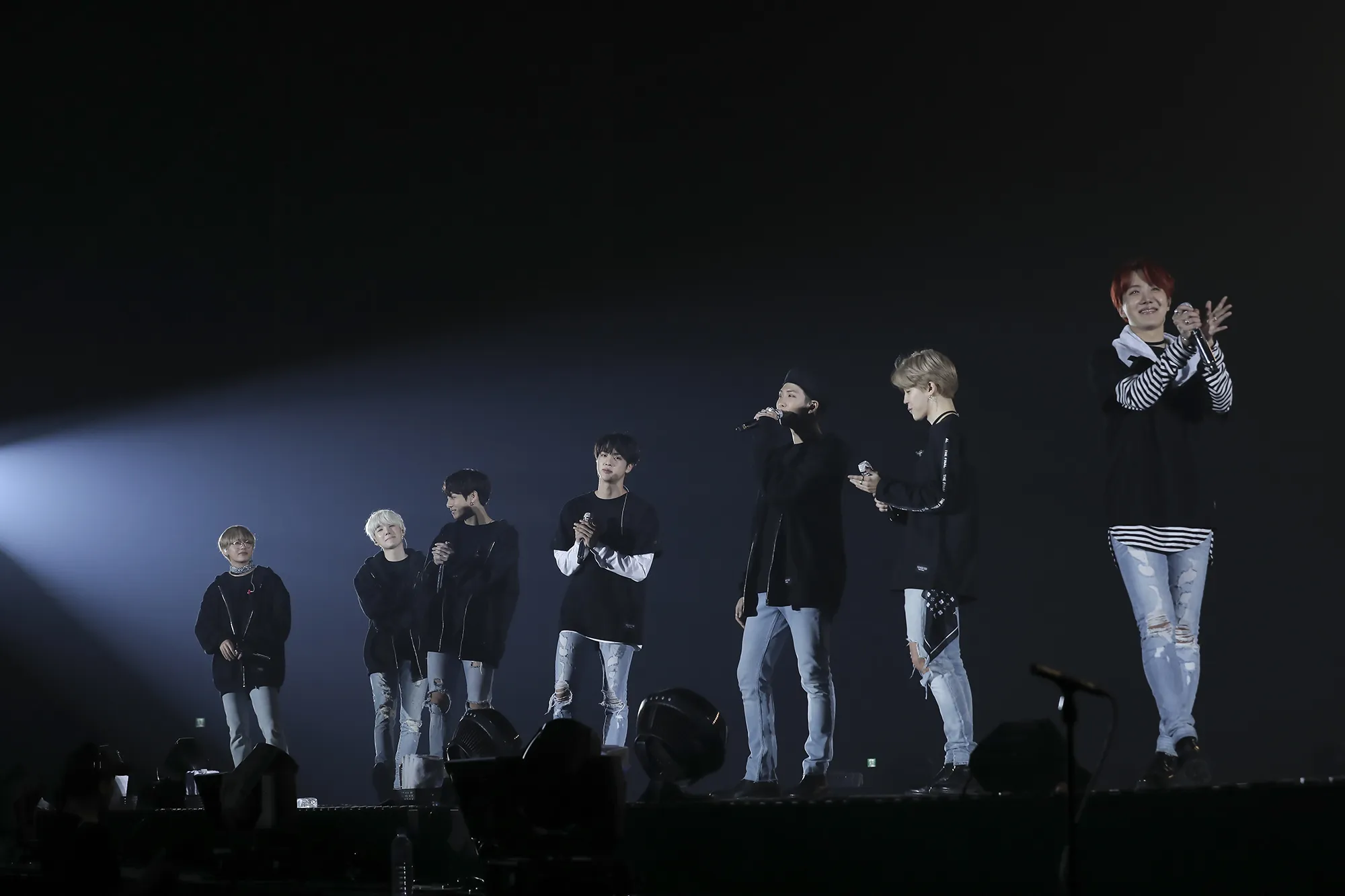 K-pop band BTS perform at a concert at the Gocheok Sky Dome, Seoul in Dec. 2017.