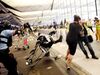 Police scuffle with demonstrators at Hong Kong’s International Airport on Aug. 13.