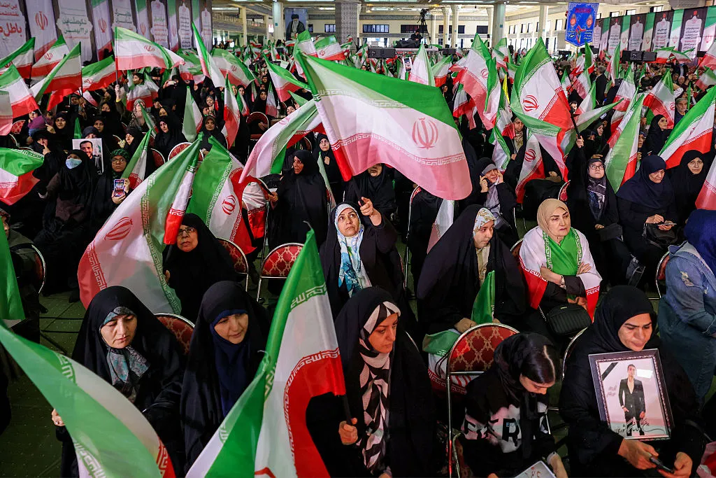 A memorial ceremony marking the 40th day of mourning for victims killed in previous anti-government protests in Iran, at the Tehran Musalla.