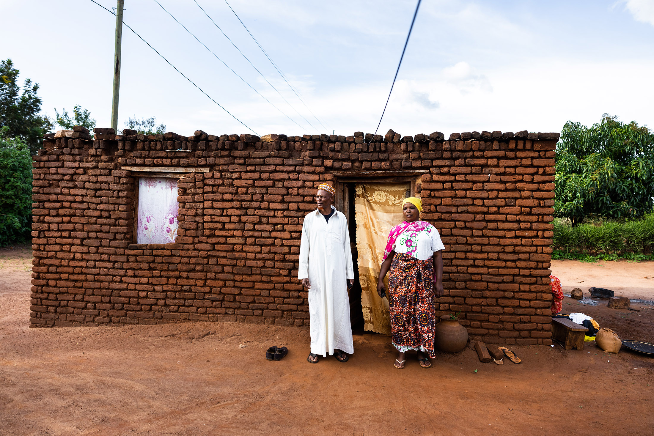 Akida Saidi and his wife Mwasiti Waziri outside their home in Gedamar.