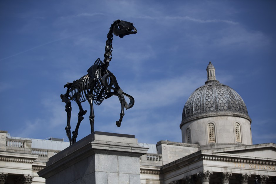 &quot;Gift Horse,&quot; by artist Hans Haacke, debuted on the Fourth Plinth in London's Trafalgar Square in 2015.