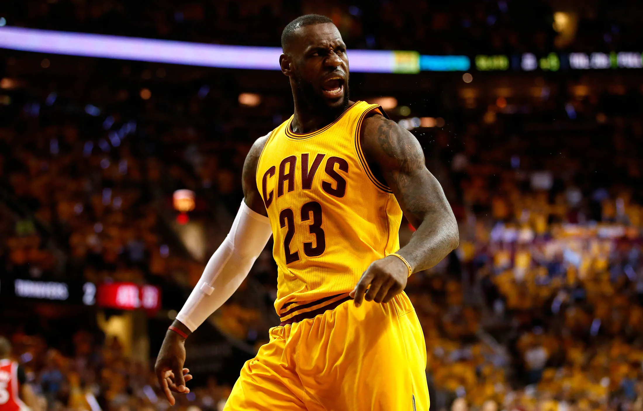 LeBron James in action against the Atlanta Hawks.
