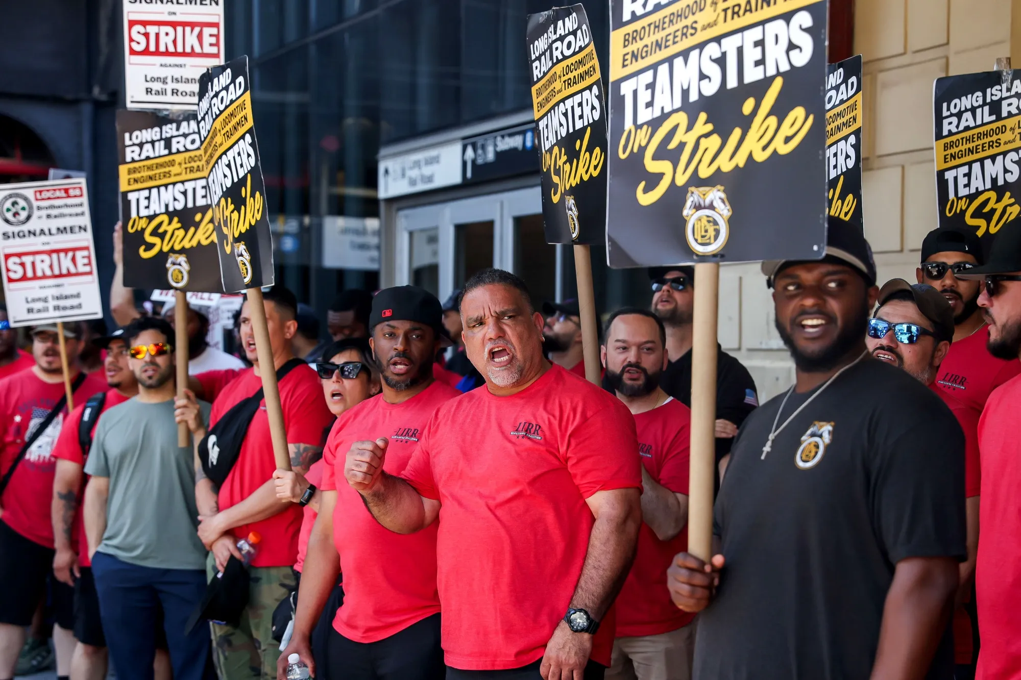 LIRR workers picket at Jamaica Station in New York on May 18.&nbsp;