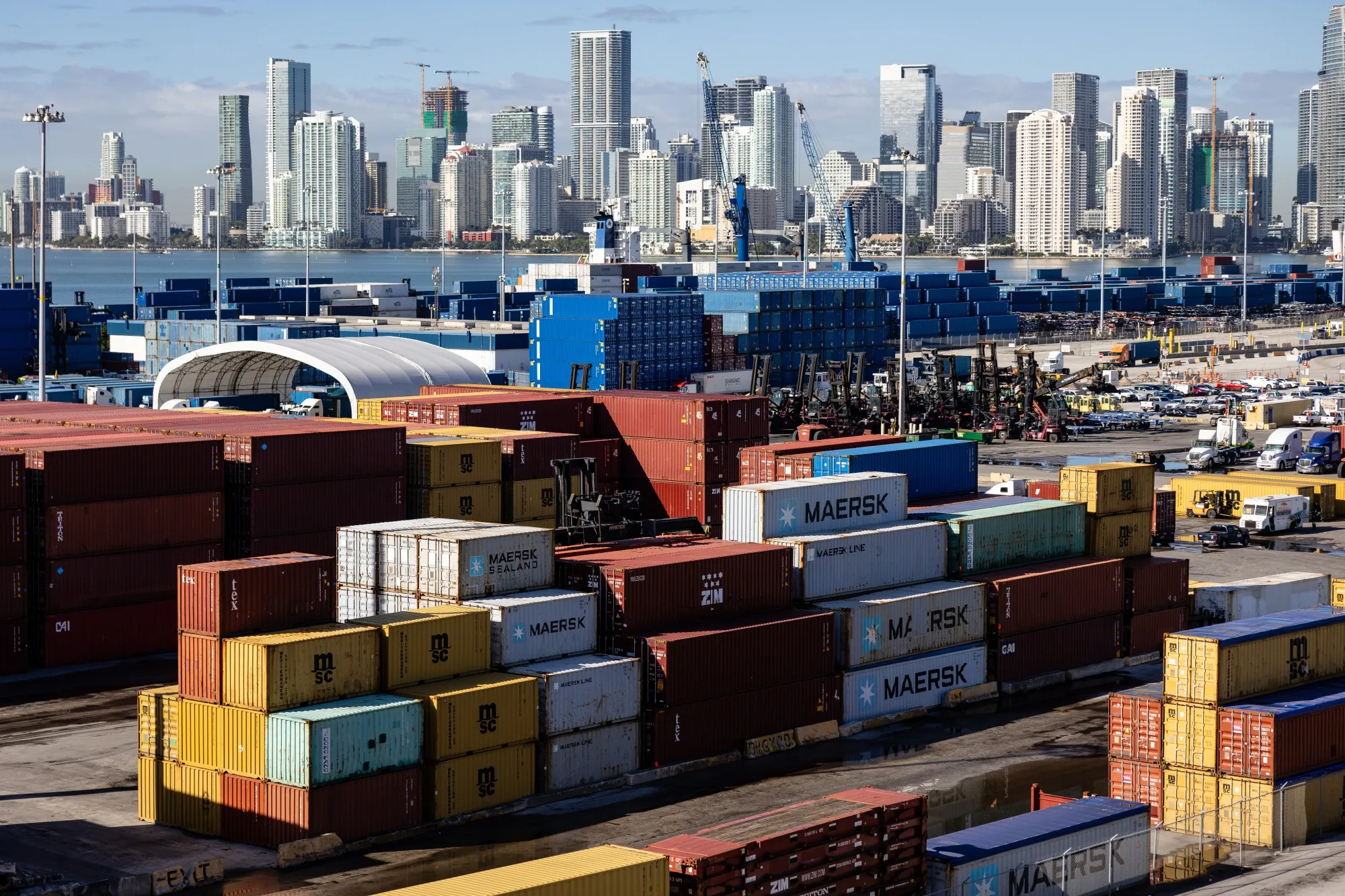 Shipping containers at PortMiami in Miami in January.