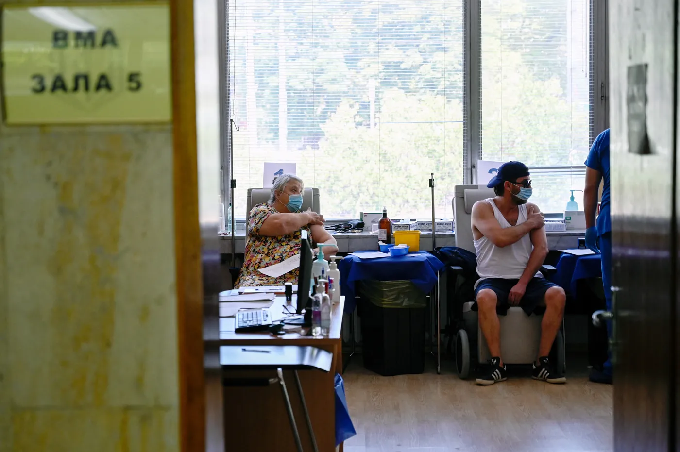 People receive Covid-19 vaccines at the Military Medical Academy in Sofia, Bulgaria, on Aug. 6.