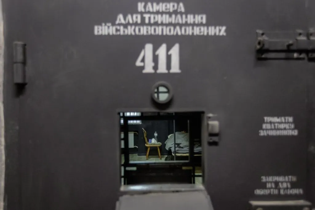 A cell where allegedly a North Korean soldier is held after being captured by Ukrainian army on Jan.&nbsp;11.