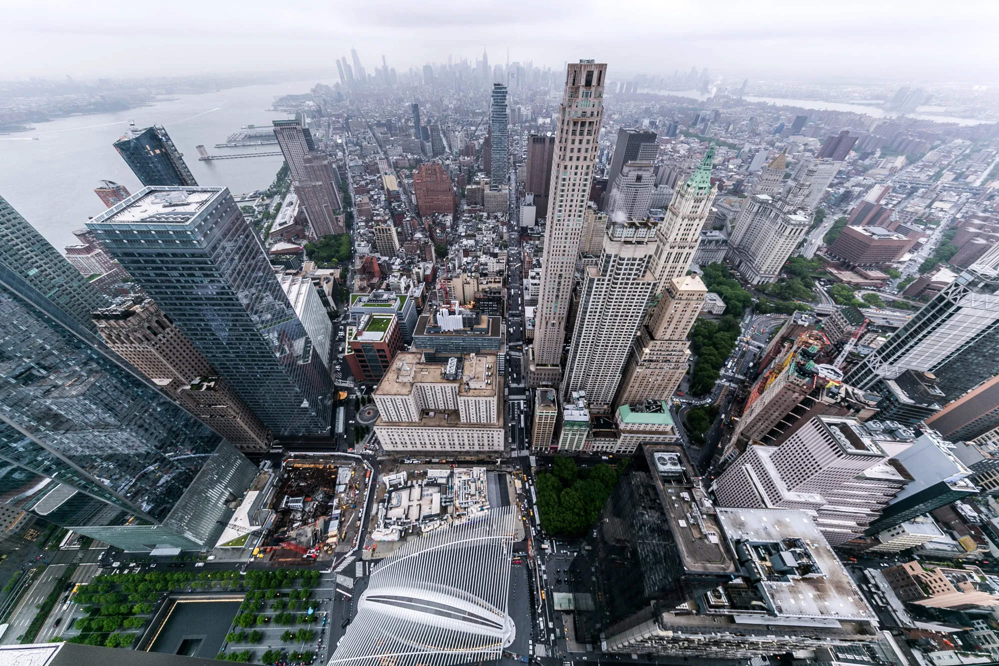 A view of the&nbsp;World Trade Center site from windows on the 76th floor of the 3 World Trade Center building during a tour in New York in 2018.