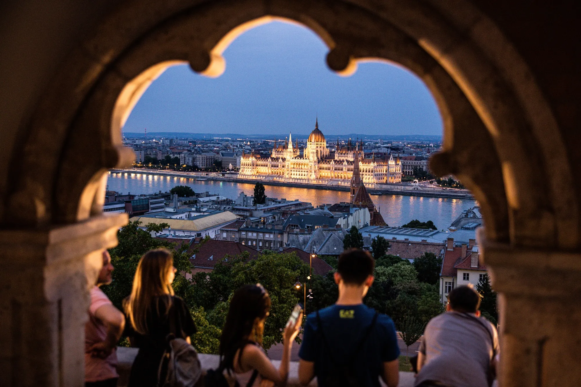 The Hungarian parliament from Buda castle in Budapest.