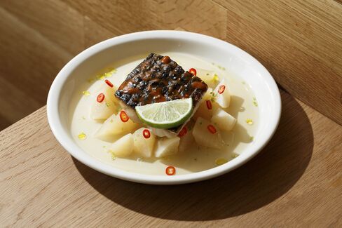 Mackerel with daikon radish and dashi.