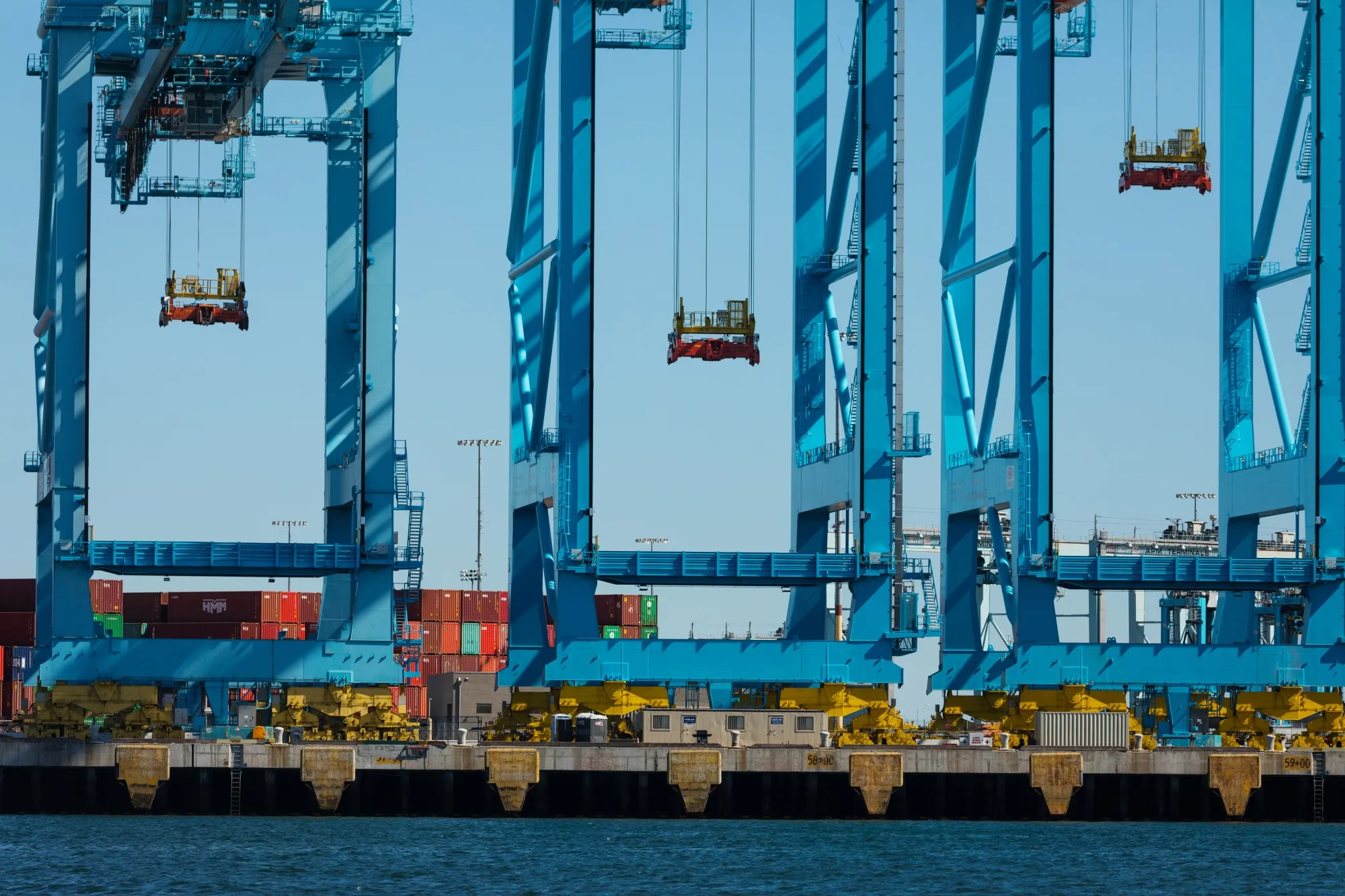 Gantry cranes stand idle at the Port of Los Angeles in California on March 8.&nbsp;