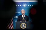 U.S. President Joe Biden speaks in the Eisenhower Executive Office Building in Washington, D.C., U.S., on Wednesday, March 16, 2022. 