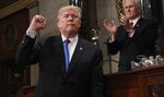 Donald Trump, left, gestures after his&nbsp;State of the Union address at the U.S. Capitol in Washington, D.C.,&nbsp;on&nbsp;Jan. 30, 2018.&nbsp;