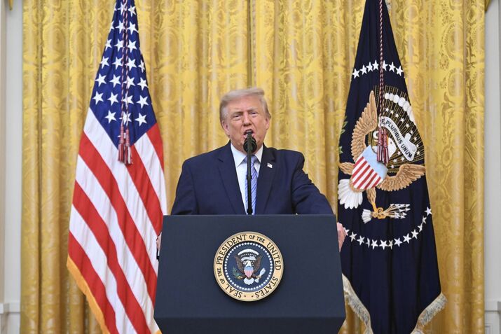 President Trump Addresses The Nation From The East Room Of The White House