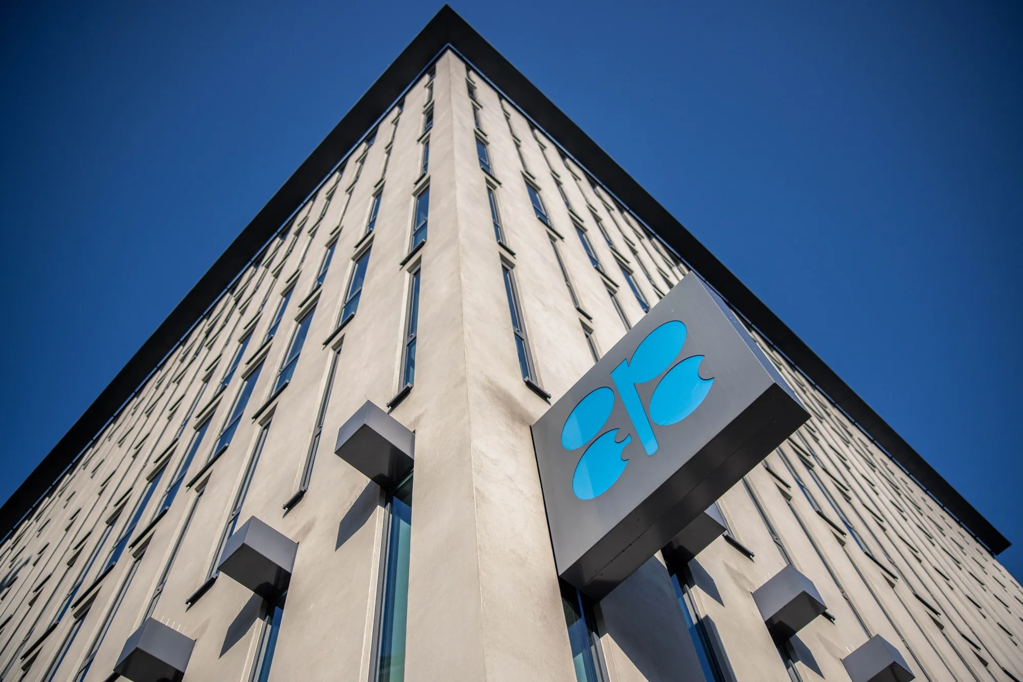 The logo of the Organization of Petroleum Exporting Countries&nbsp;headquarters in Vienna.