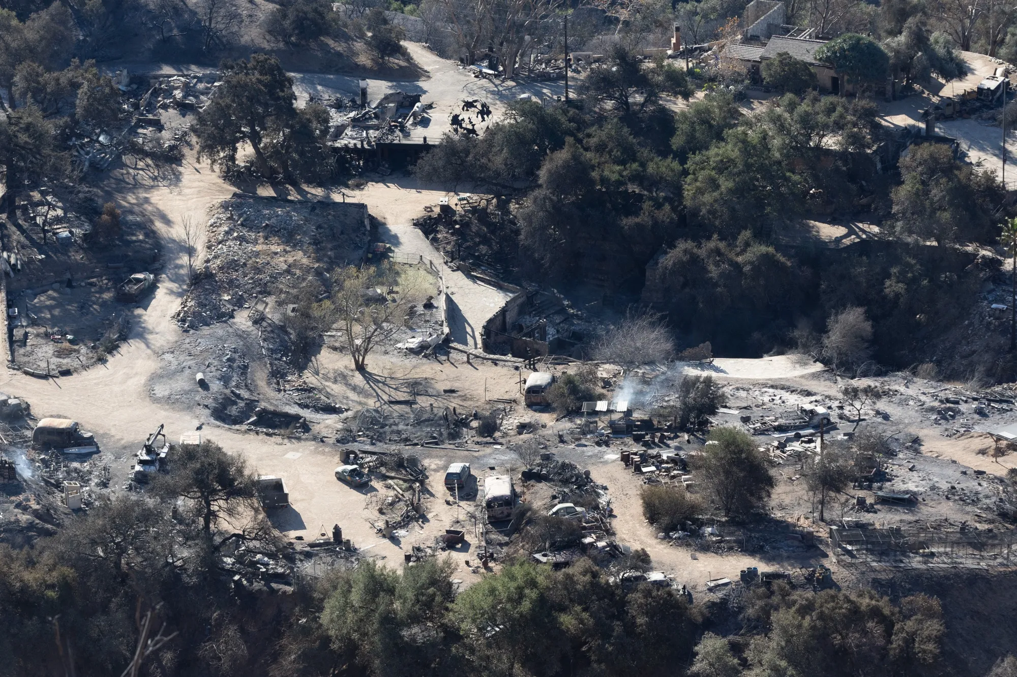Damaged and destroyed buildings after the Eaton Fire in Altadena, California, on Jan. 13.