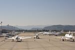 Private jets at the Jackson Hole airport in Jackson, Wyoming.