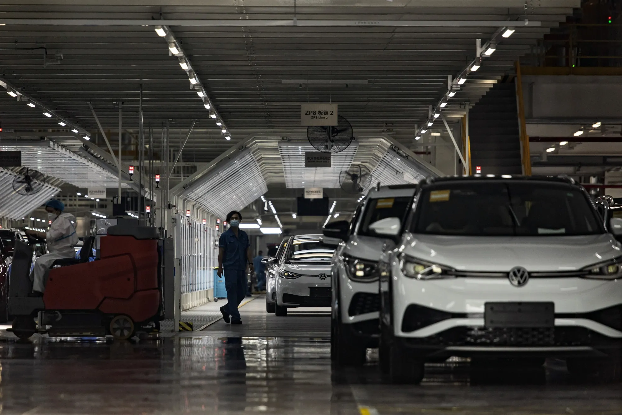 Volkswagen AG electric vehicles at the automaker's factory, operated with local partner SAIC Motor Corp., in Shanghai, China.