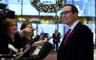 Former Goldman Sachs executive Steven Mnuchin arrives at  Trump Tower on  another day of  meetings with US President-elect Donald Trump November 30, 2016. Trump named Mnuchin for US Treasury secretary Wednesday. / AFP / TIMOTHY A. CLARY        (Photo credit should read TIMOTHY A. CLARY/AFP/Getty Images)
