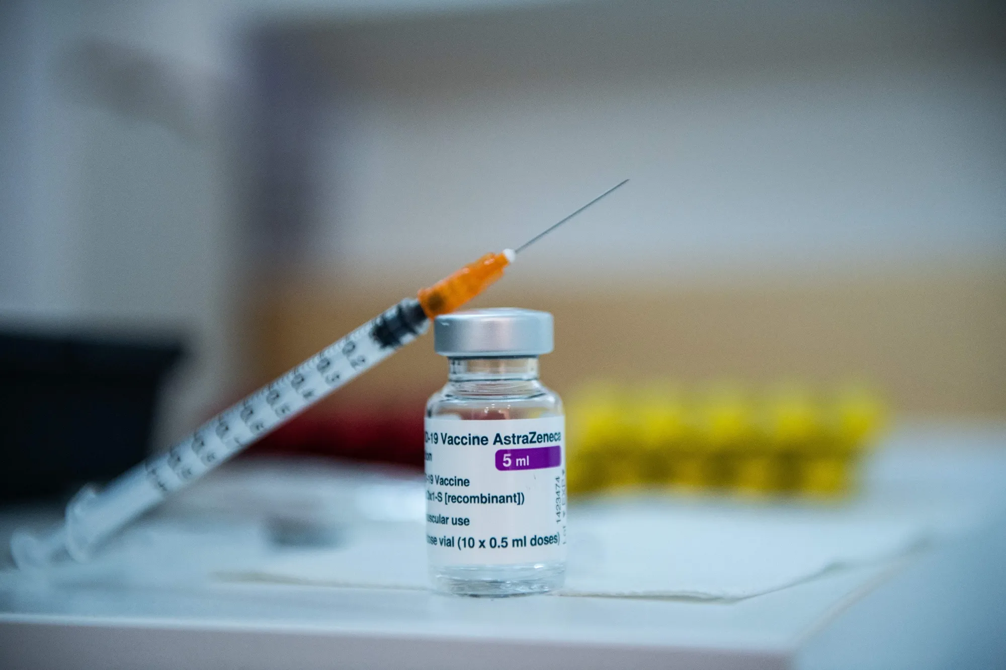 A vial of AstraZeneca anti-covid-19 vaccine.&nbsp;