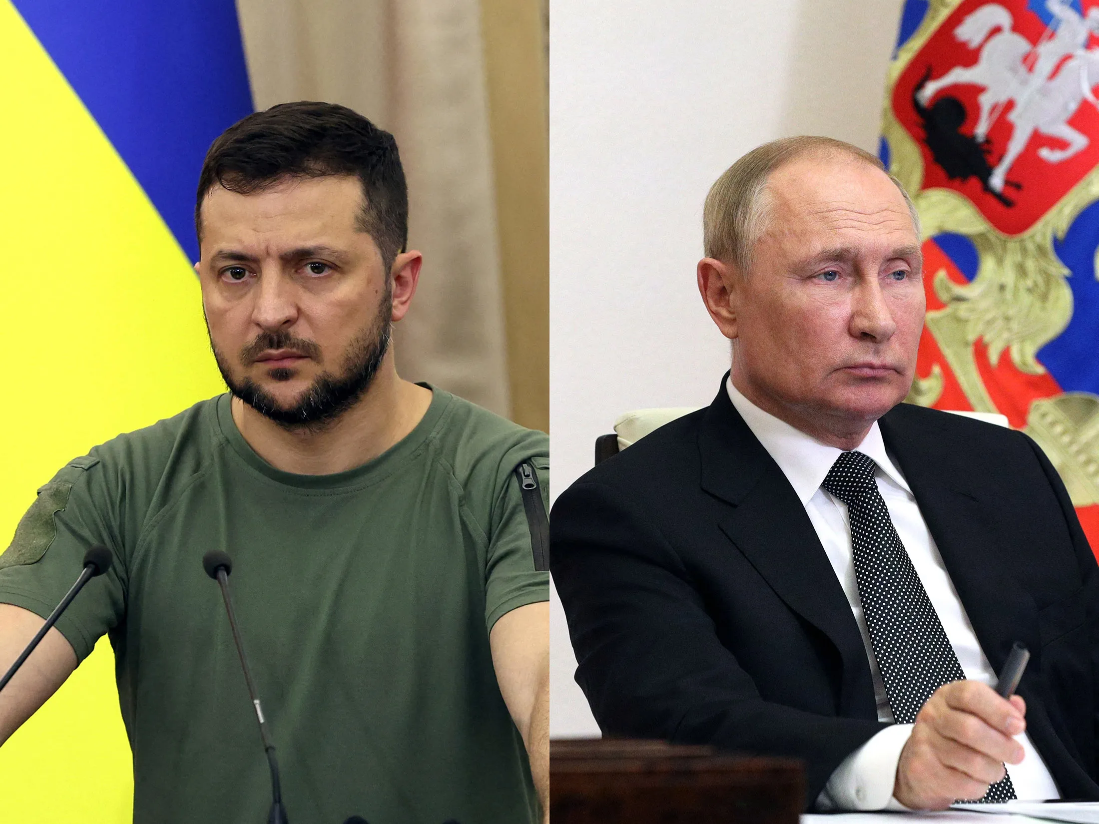 Volodymyr Zelenskiy and Vladimir Putin
