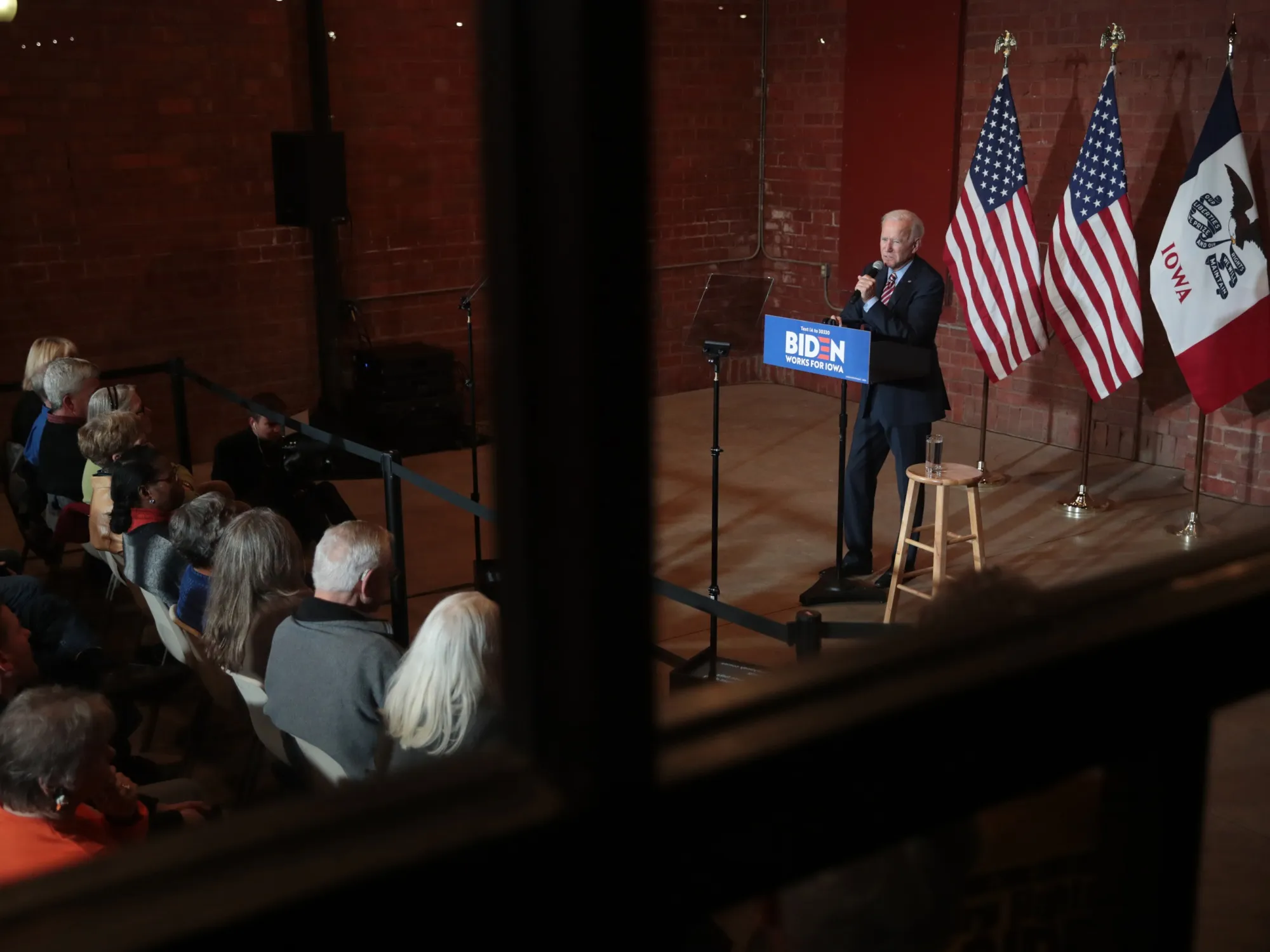 Joe Biden speaks during a campaign stop in Muscatine, Iowa on Oct. 23.