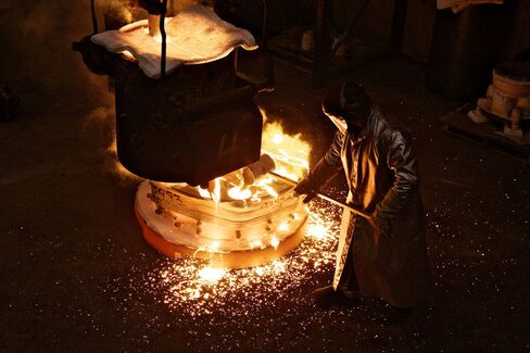 A foundry operator at Precision Castparts in Portland, Oregon on Oct. 27, 2011.
