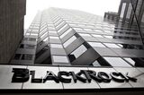 A BlackRock logo hangs above the entrance to the BlackRock I