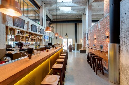 The Bar at Meininger Hotel in Brussels City Center. Photographer: Wolfgang Scholvien/Meininger Hotels via Bloomberg
