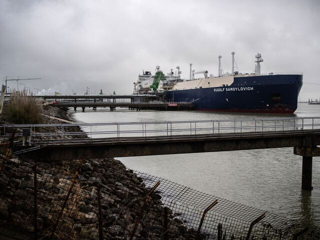 LNG tanker Rudolf Samoylovich, sailing under the flag of Bahamas, moors at the dock of the Montoir-de-Bretagne LNG Terminal near Saint-Nazaire, France in March, 2022.