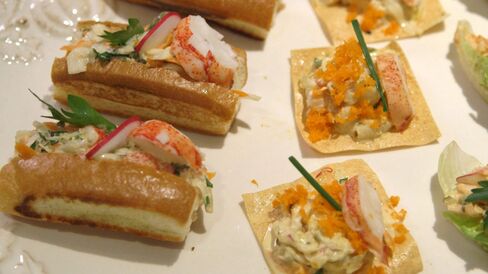 The finished lobster salad appetizers.