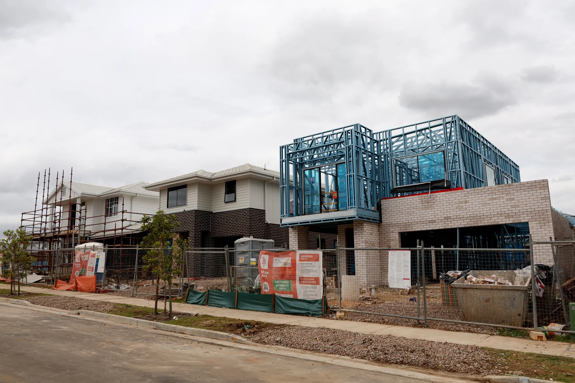 Houses under construction in the Caddens suburb of Sydney, Australia.