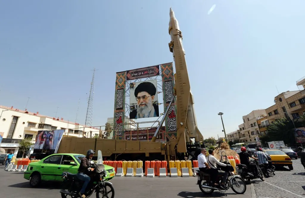 A missile on display in Tehran.
