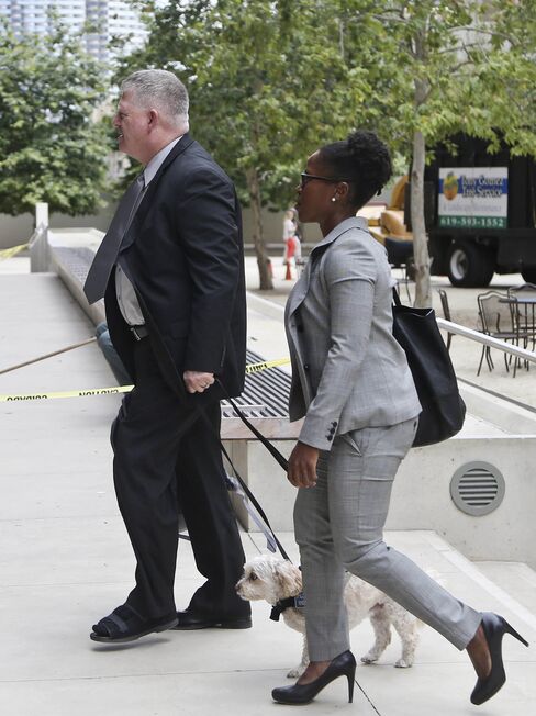 Rear Admiral Robert J. Gilbeau enters the Federal Courthouse in San Diego where he pleaded guilty to lying to federal investigators in the "Fat Leonard" navy bribery trial on June 9.