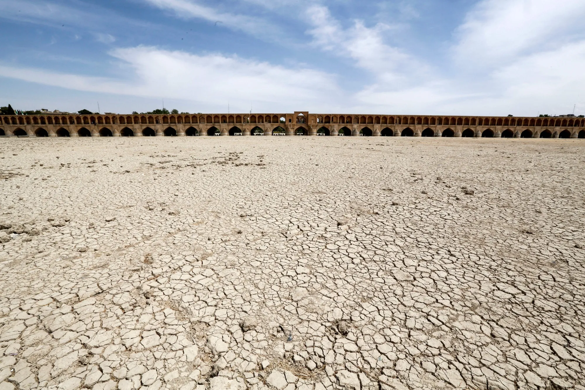 A centuries-old bridge near Isfahan: A river used to run through it