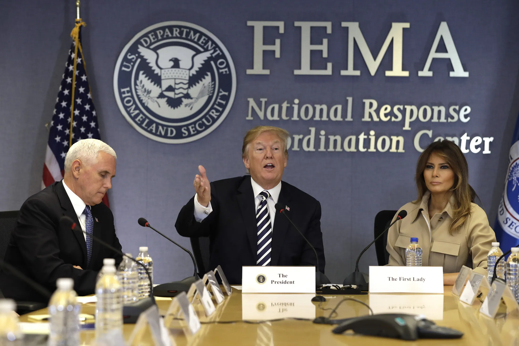 Donald Trump speaks during a briefing at FEMA Headquarters on June 6.