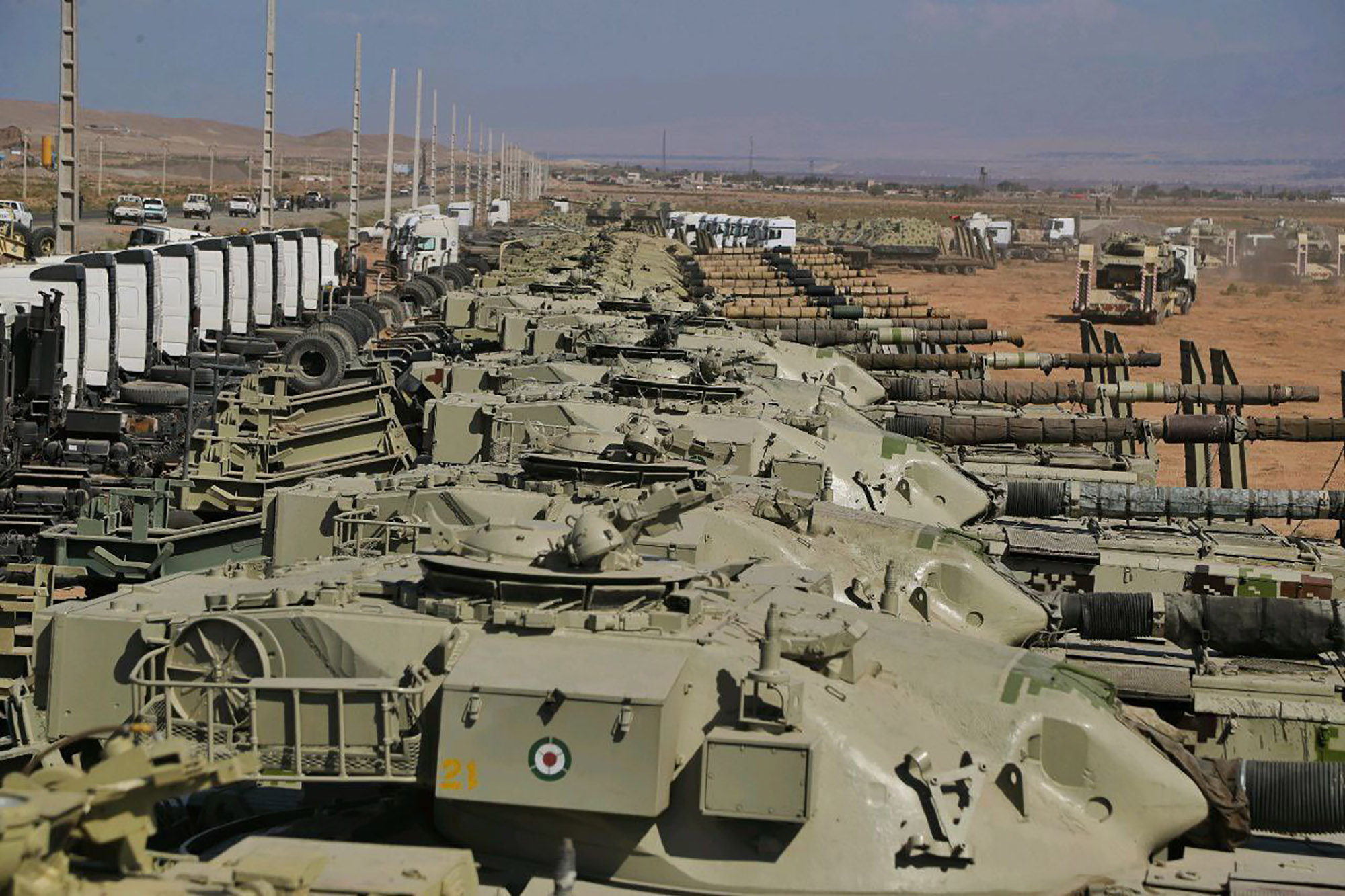 Armored vehicles take part in military drills near the border&nbsp;with Azerbaijan and Armenia, on Oct.&nbsp;01