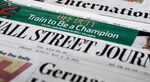 Frankfurt, Germany - May 3, 2014: Selection of three international daily newspaper in English language