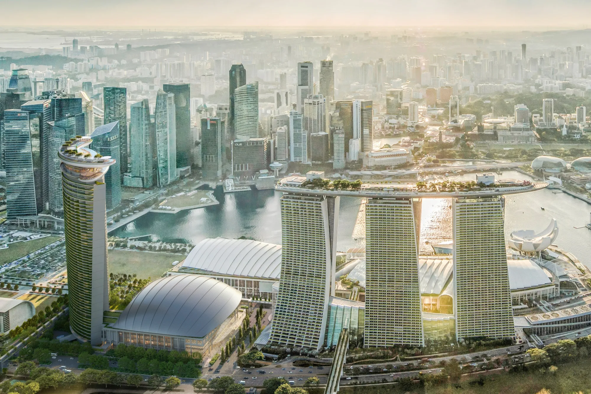 Artist rendering of MBS with the fourth tower and convention center on the left.