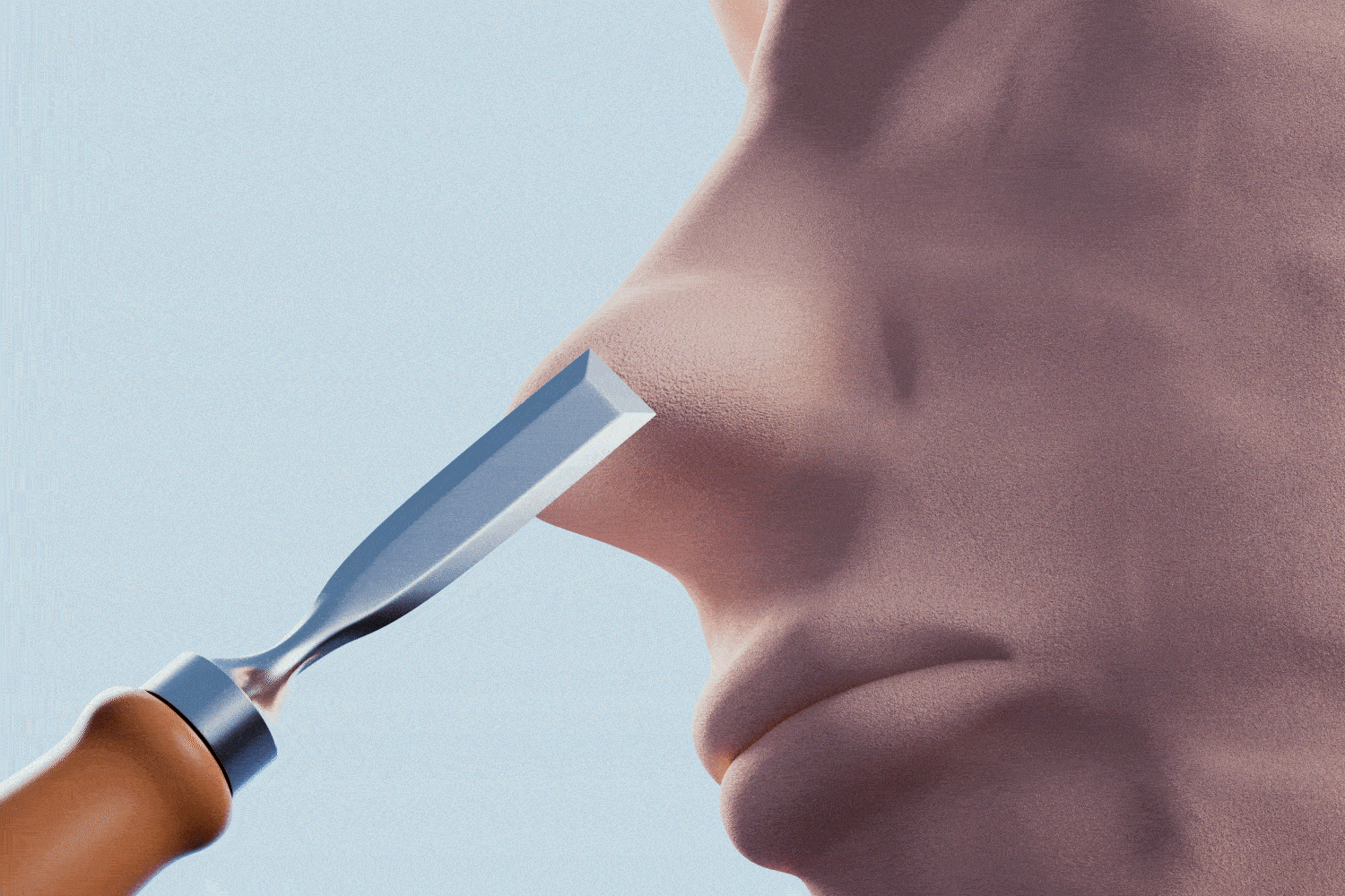 an illustration of a nose getting shaved down.