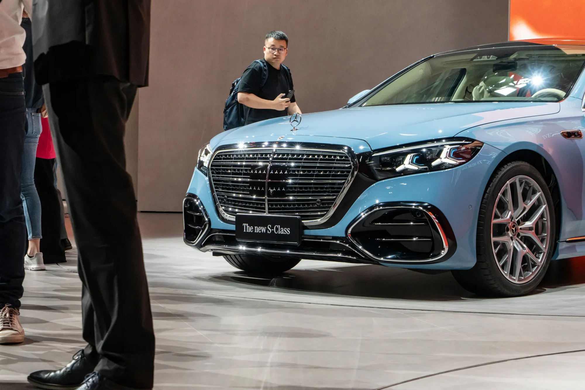 The Mercedes-Benz S-class luxury vehicle at the 2026 Beijing Auto Show.