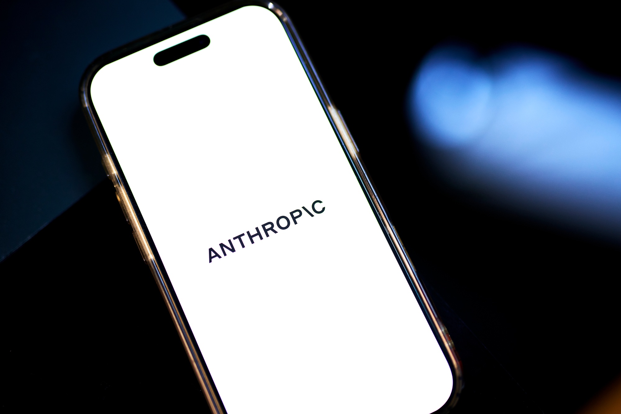 The Anthropic logo on a phone in New York. Photographer: Gabby Jones/Bloomberg