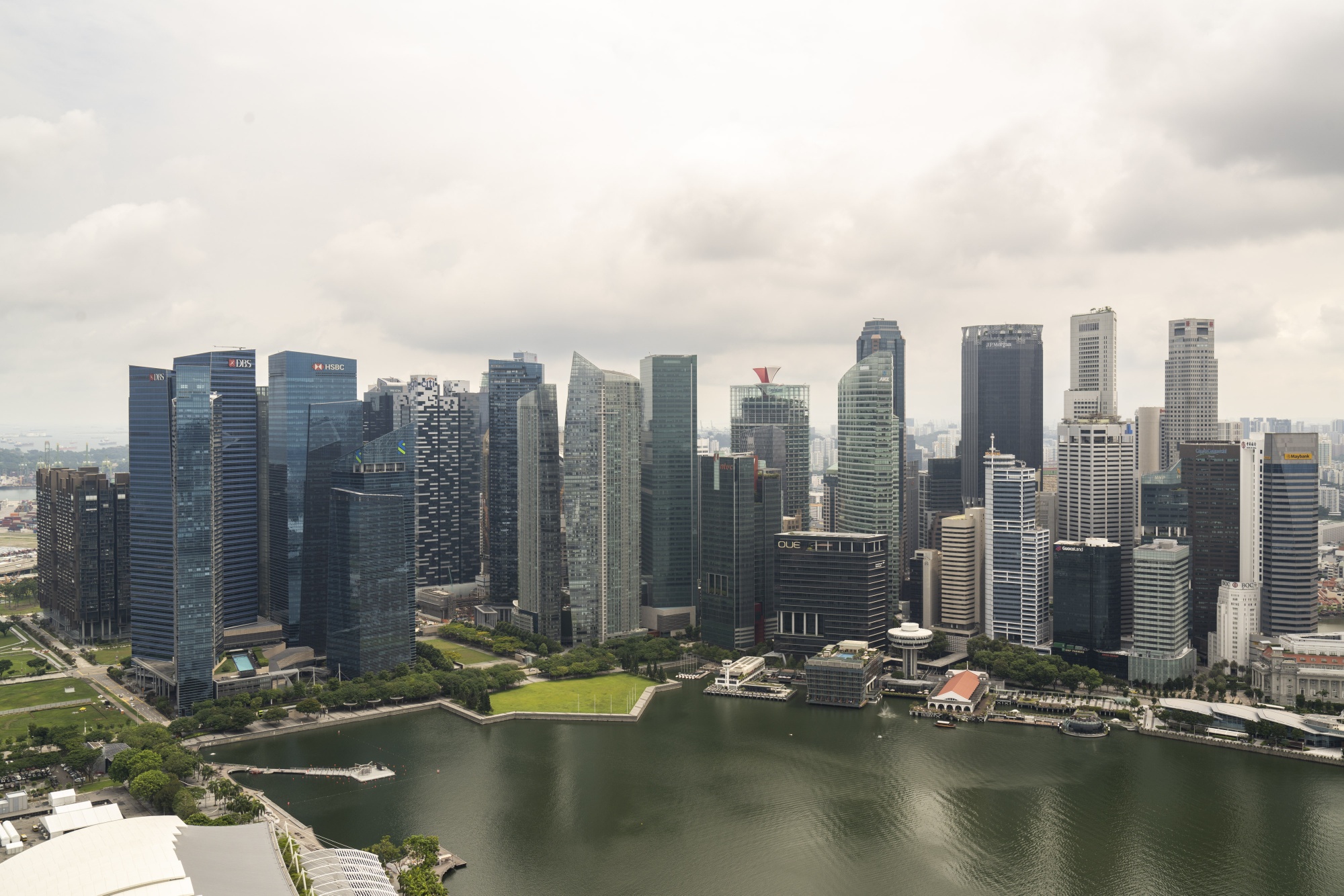 The Marina Bay Financial District and Central Business District in Singapore.
