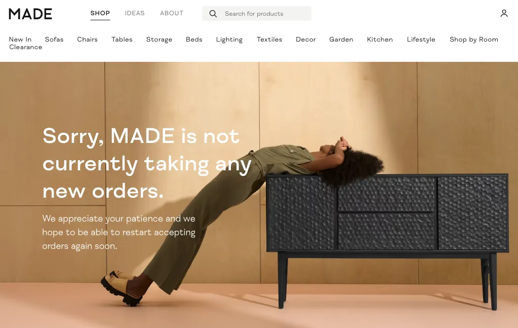 The&nbsp;Made.com website on Nov. 1.