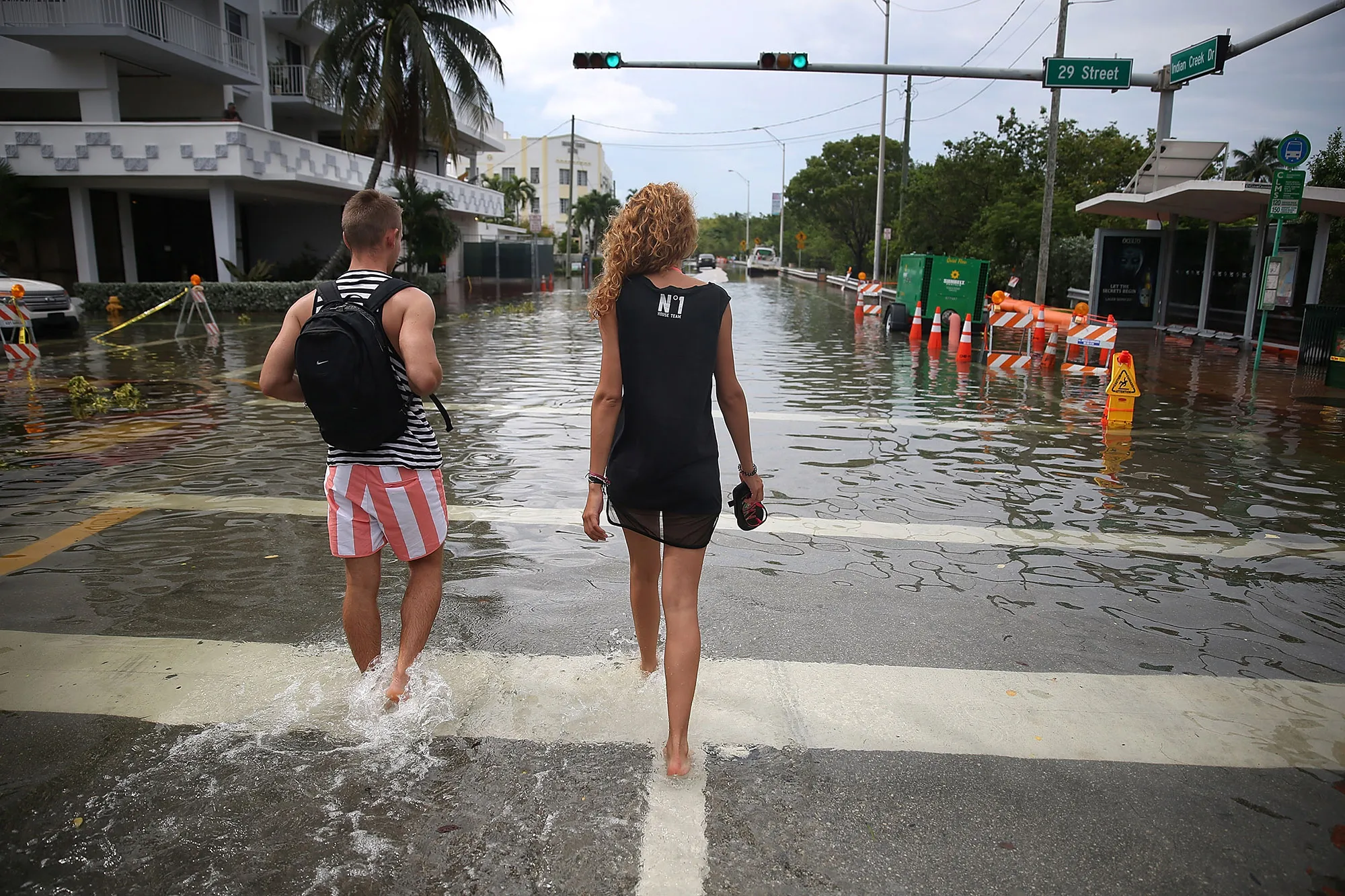 A flooded street in Miami Beach in September 2015, brought on by seasonal high tides and what many see as rising sea levels driven by climate change.