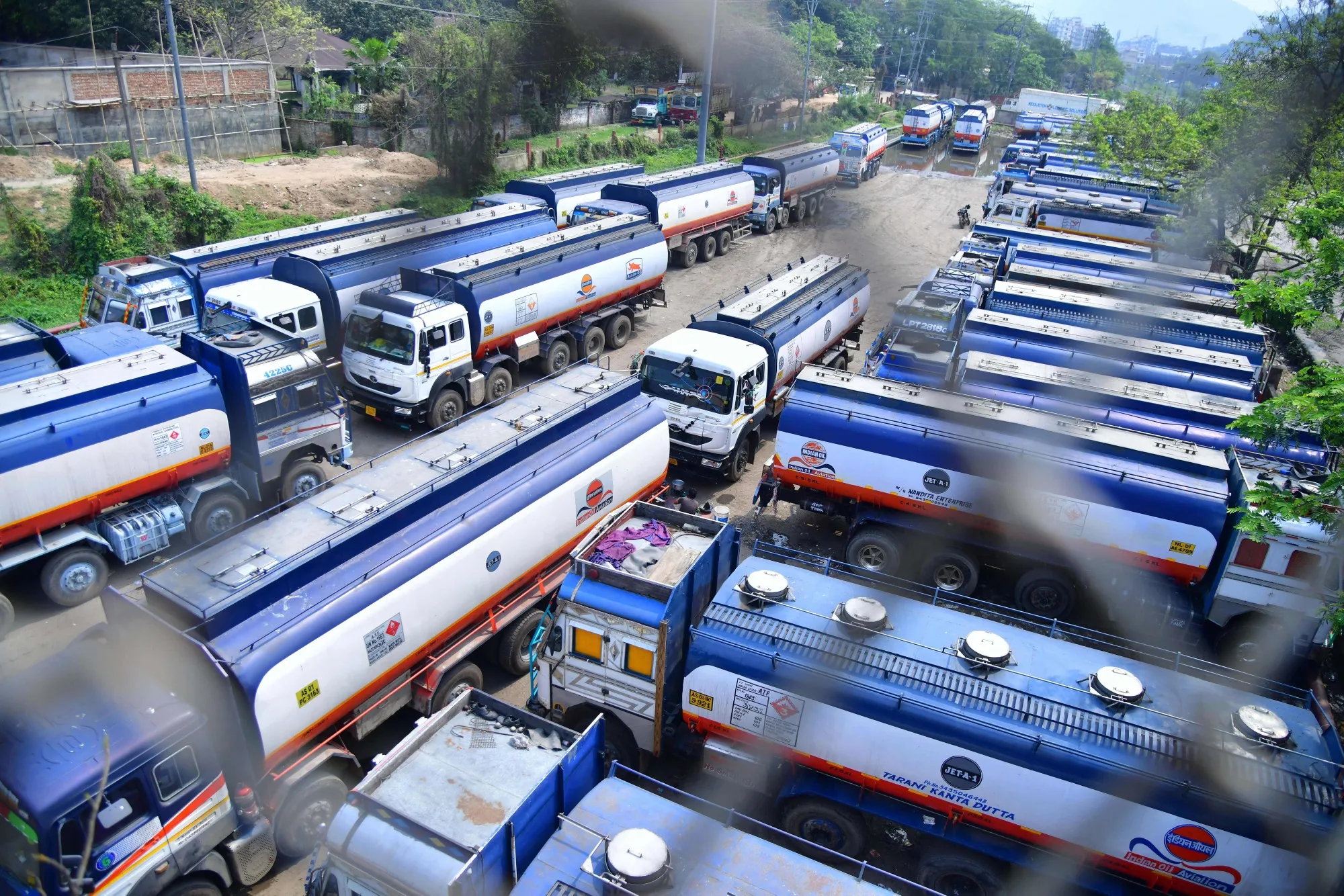 Tankers&nbsp;operated by Indian Oil Corporation, in Guwahati, India.