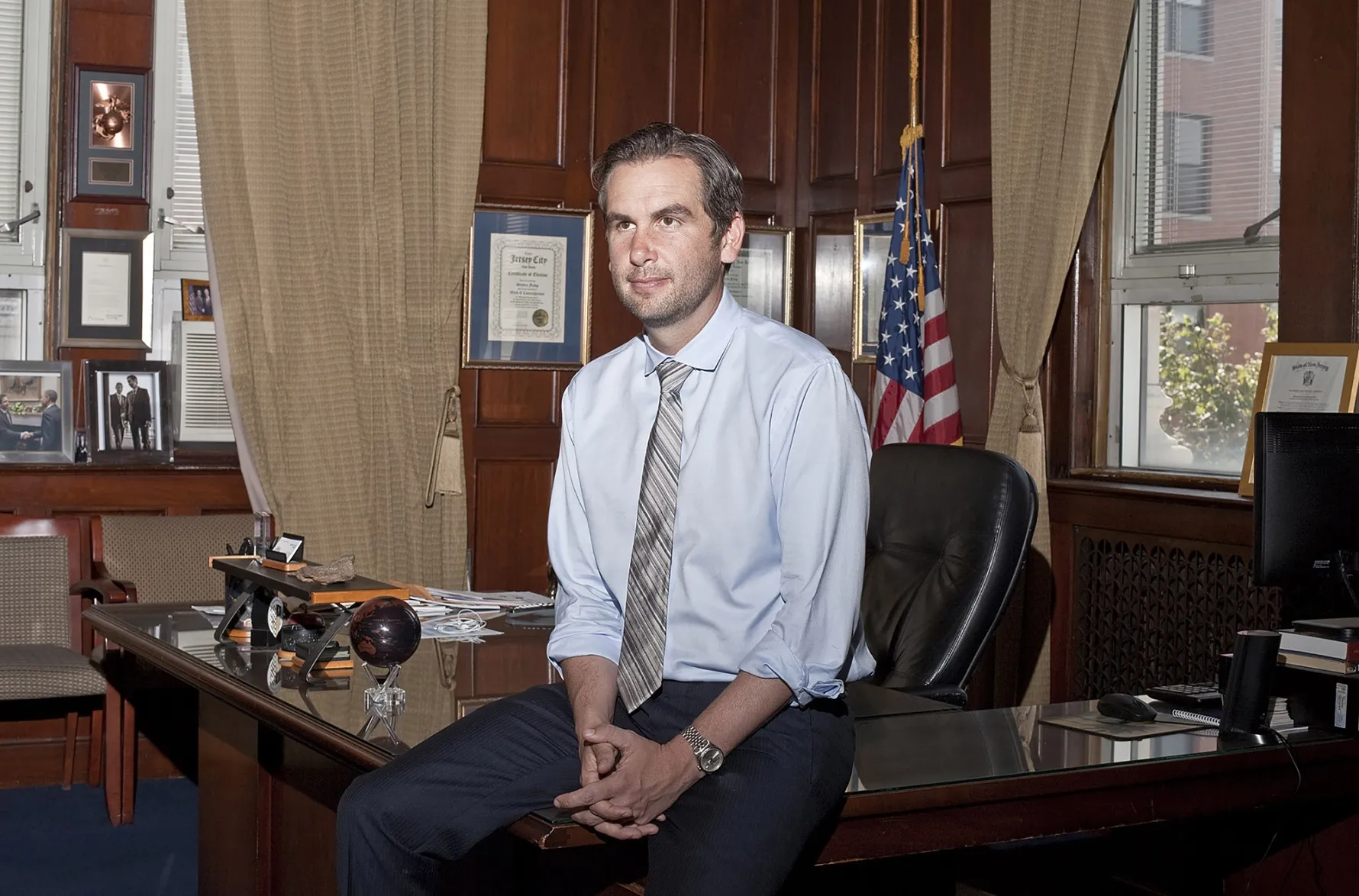 Steven Fulop at this office in City Hall in Jersey City.