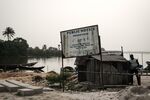 A public warning sign by on the River Bodo, in Nigeria’s Delta region, in 2019.