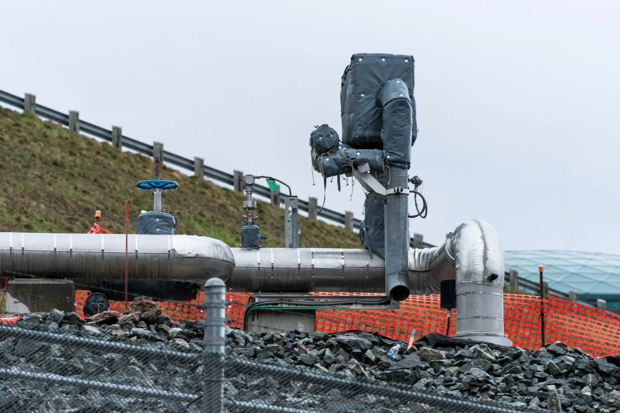 Construction on the Trans Mountain Pipeline expansion project in Burnaby, British Columbia, Canada.