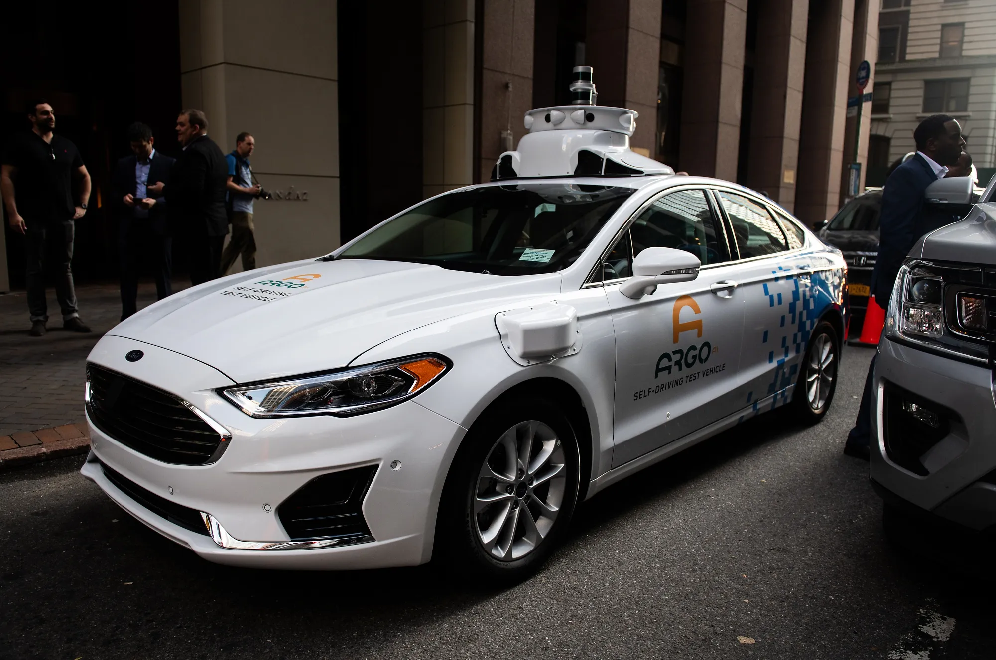 An Argo AI modified Ford Motor Co. Fusion autonomous vehicle.