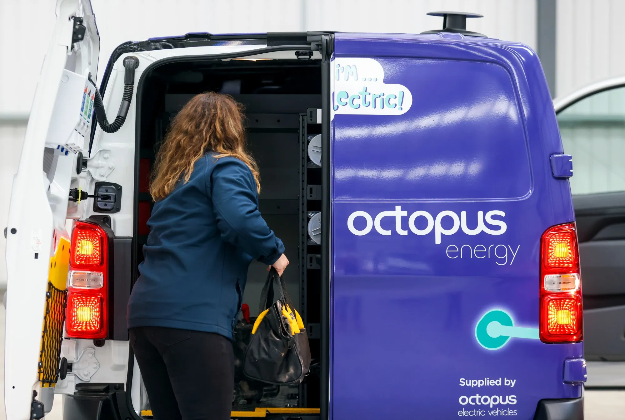 An employee loads tools in to a van at the Octopus Energy Ltd.'s training and R&amp;D centre in Slough, UK.